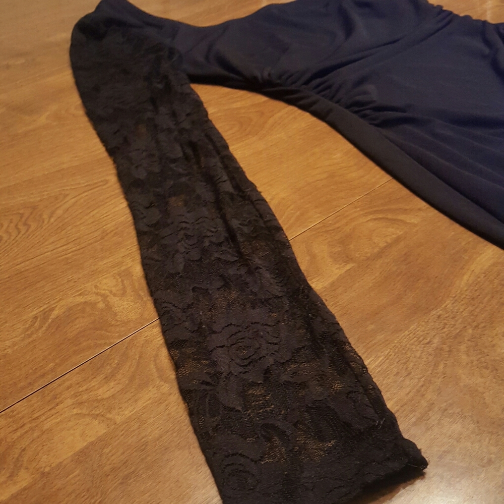 RUBY ROX SINGLE LACE LONG SLEEVE BLACK DRESS SMALL - Picture 2 of 4